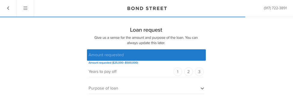 bond street pre-qualification application loan request